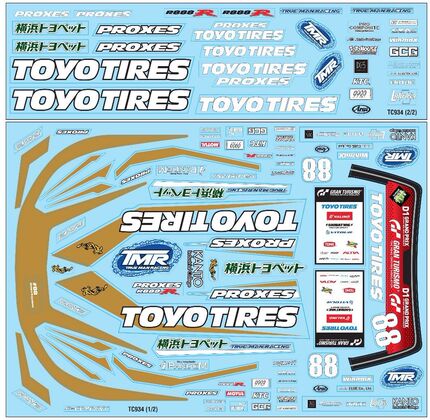 TC934 1/10 GR86 TOYO TIRES transparent pull flower stickers, it has been cut