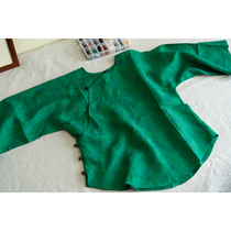 Hand-cut green dandelion jacquard) Chinese clothing full cardigan one-piece inverted big sleeve cotton linen 2021 autumn