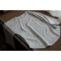 Hand-cut spot) Chinese flat cut without Province one piece of cotton hemp White Peony inverted big sleeve Republic of China summer