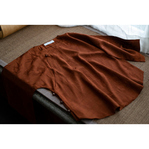 Spot caramel-colored bamboo leaf pattern) Chinese traditional one-piece flat-cut big sleeve top tea suit full-open autumn