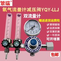 YQY-LLJ double flow meter oxygen pressure reducing valve oxygen cylinder pressure gauge pressure reducer O2 pressure gauge