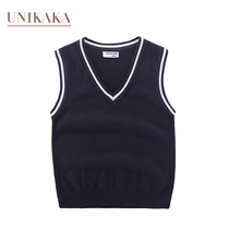 Spring and autumn new baby sweater vest children sweater boy and girl pure cotton knitted pullover vest V-neck