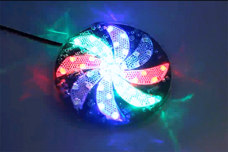 踏板摩托车鬼火125改装配件led爆闪七彩风叶风扇跑马灯12v装饰灯