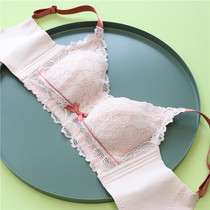 No steel ring Full Cup thin bra gathers to gather back milk sweet girl lace adjustable big chest small underwear