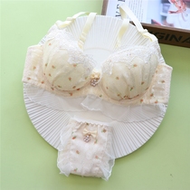 Lace thin underwear womens small breasts gather students High School corset with steel ring Japanese cute printed girl