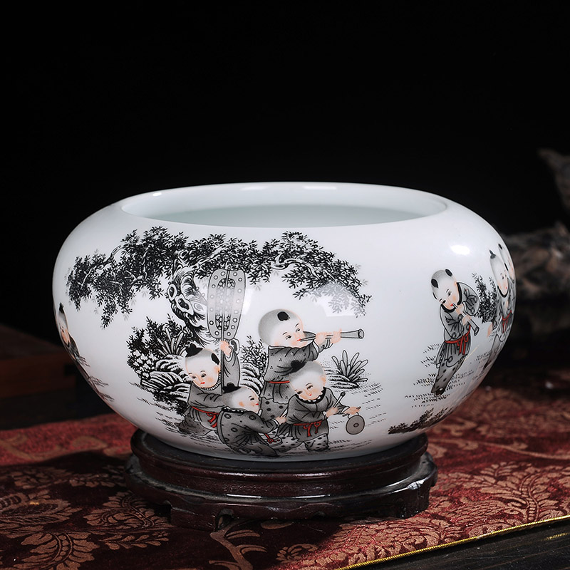 Jingdezhen ceramics basin of water shallow goldfish turtle cylinder water lily wine TV ark, sitting room place ornament