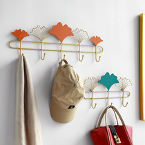 Free punch-style light luxury ginkgo biloba wall coat hook hanger entrance door clothes adhesive hook coat hook