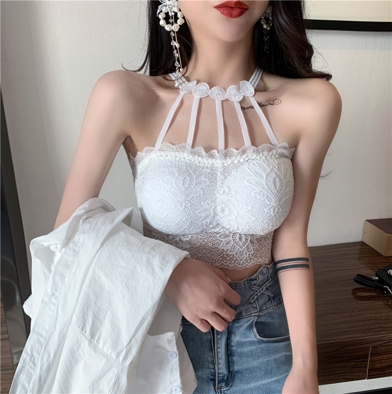 实拍实价少女挂脖美背美胸蕾丝吊带背心女抹胸内衣