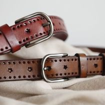 Bugu Forest Original Lady New Genuine Leather Belt Coarse Belt Bull Leather 100 Hitch Artistic Bull Leather Belt Carved Y716