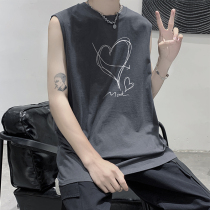 Summer loving printed sleeveless T-shirt male tide Billboard Loose Casual Sports Vest Trendy Running Fitness Kan Shoulder