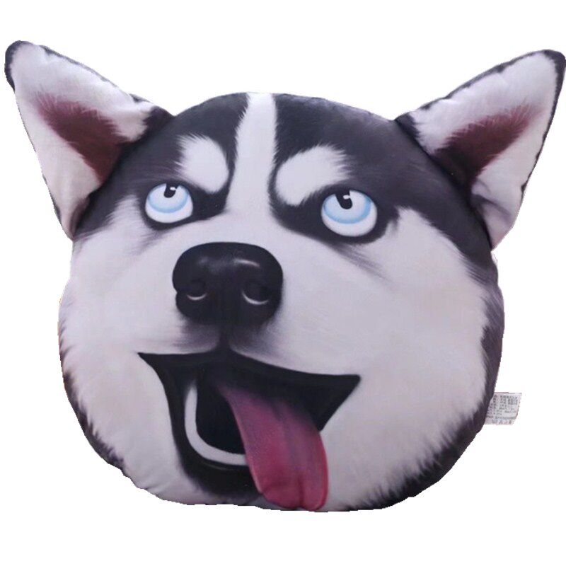 可爱猫头抱枕坐垫狗头娃娃仿真小狗猫咪毛绒玩具狗年搞笑创意礼品