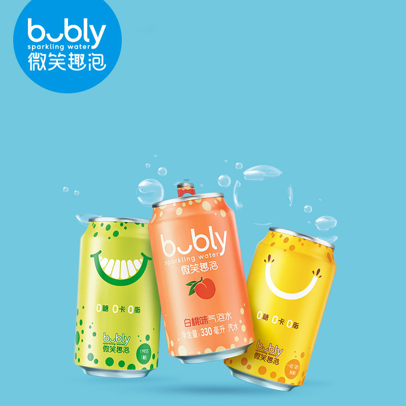 bubly微笑趣泡白桃味气泡水330ml18罐