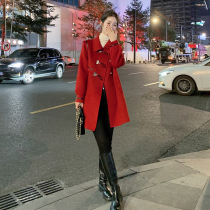 Courteson Bifacial Cashmere Dresses Woman Autumn Winter 2021 New Medium Long style Temperament High End Big Coat Jacket