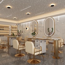 New high-end hairdresser mirror table hair cutting dyeing and ironing area mirror cabinet one hair salon special barber shop mirror with light