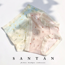 Summer Japanese buttocks Ice Silk fabric mesh fresh breathable sweet flower beautiful girl Middle waist briefs student