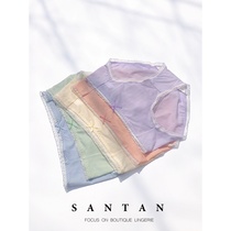 Spring and summer clear underwear female Ice Silk girl Japanese fresh plaid sweet breifs medium waist antibacterial breathable cool