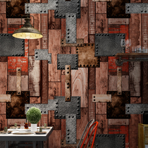 Retro nostalgic 3D three-dimensional concave and convex iron wallpaper Industrial wind iron hair salon shop restaurant background wall paper