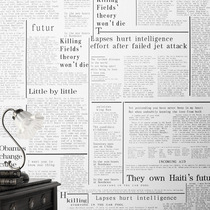 American retro black and white old newspaper waterproof wallpaper Study bar Coffee restaurant English alphabet wallpaper
