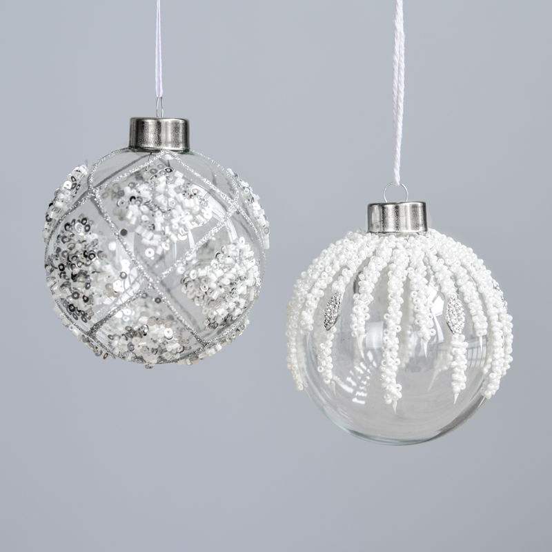 christmas ball decorative hanging ball 8cm matte transparent white snowflake landscape glass christmas ball christmas tree pendant christmas