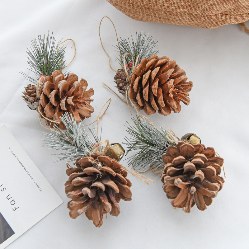 christmas pine cone primary color golden silver christmas tree decoration pendant christmas arrange hangings ornament diy material