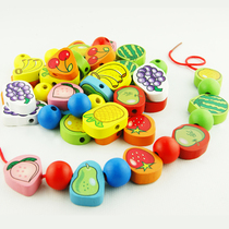 Childrens wooden beading 2-3-4 years old baby boys and girls diy early education educational toys Stringing beads winding beads building blocks