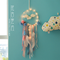 ins sweet girl heart pendant catcher dream net with lamp princess room dormitory decoration wall decoration shooting props