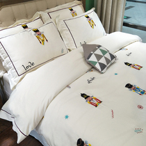 Foreign trade kids 4pcs bedding set Childrens room model room bedding soft decoration design four-piece set