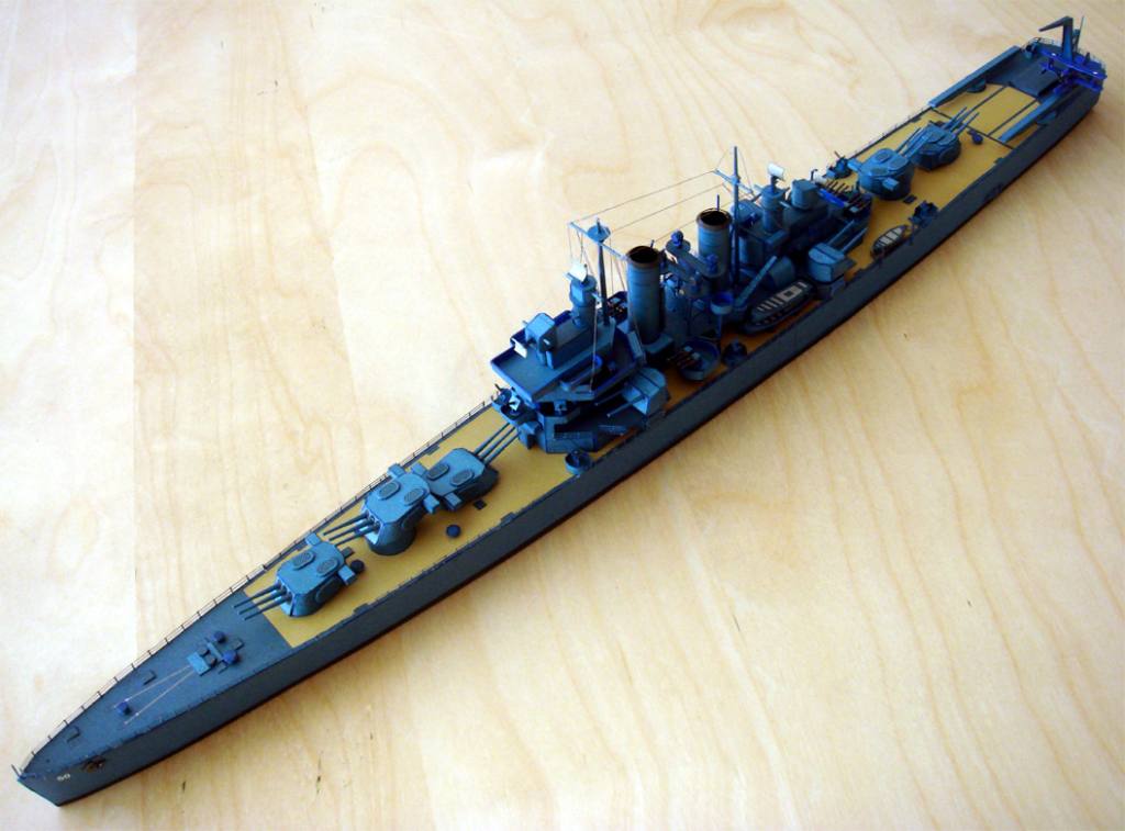美国海伦娜号轻巡洋舰&y-75型油船 纸模型 巡洋舰模型 1:400 手工