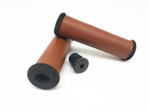 Mountain bike bicycle dead hand sewing handle handle 125mm handle Sponge hand grip feel comfortable brown with plug