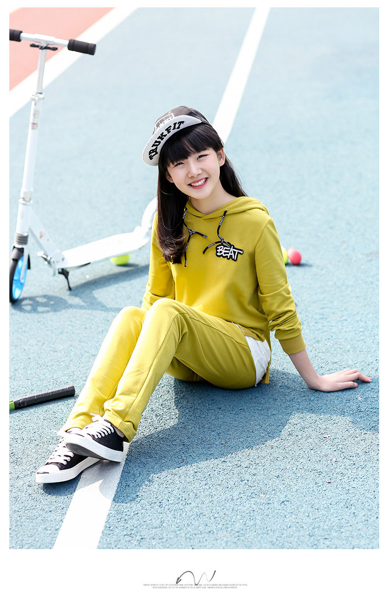 休闲运动套装女童12-15岁韩版长袖卫衣两件套-国大1066-四季星座网