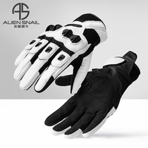 Extraterrestrial snail riding gloves T1T2T3T6V7V10 genuine leather retro anti-fall and abrasion resistant male and female motorbikes