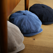Acap washed Ami khaki big head circumference hat Japanese jellyfish hat beret men retro old old octagonal hat men