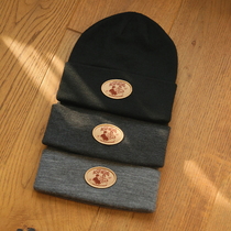 Acap Brand black gray wool knitted cold hat autumn and winter large head circumference American warm womens and mens