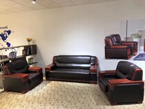 Office new unit Bull Leather Reception Meeting Room Business Guest Trio Position Sofa Tea Table Combo Suit