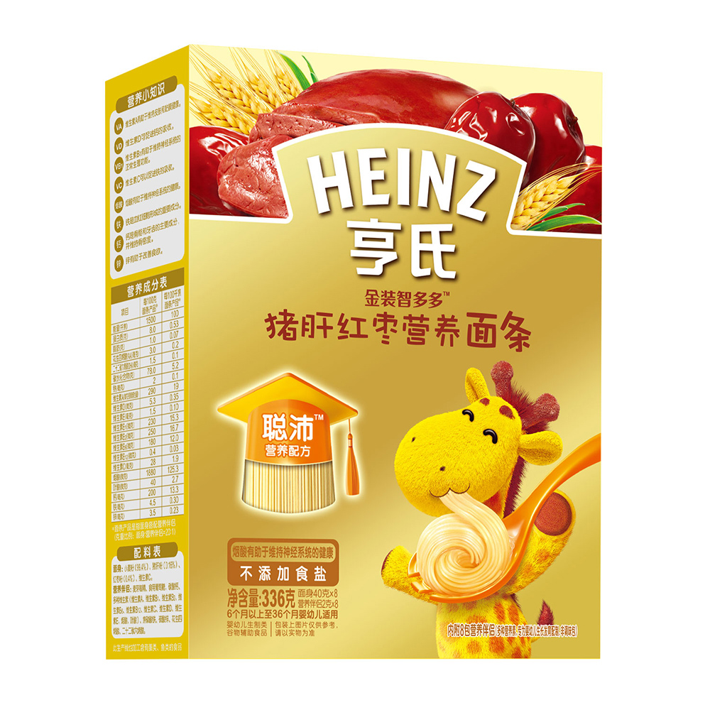 Heinz/亨氏金装智多多猪肝红枣面336g婴儿辅食低钠新老包装随机发产品展示图2