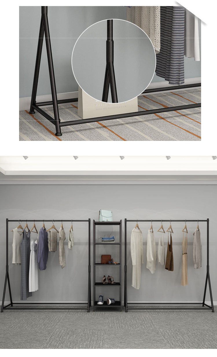 批发衣架服装店专用展示架桌金色挂衣杆落地式童装货架铁艺卖衣服