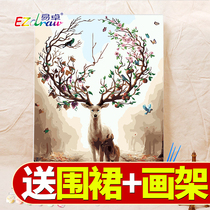 Yizhuo Diy Digital Oil Painting Living Room Hanging Painting Handmade Muffled Hand Filled Hand Painted Decorative Oil Painting Deer