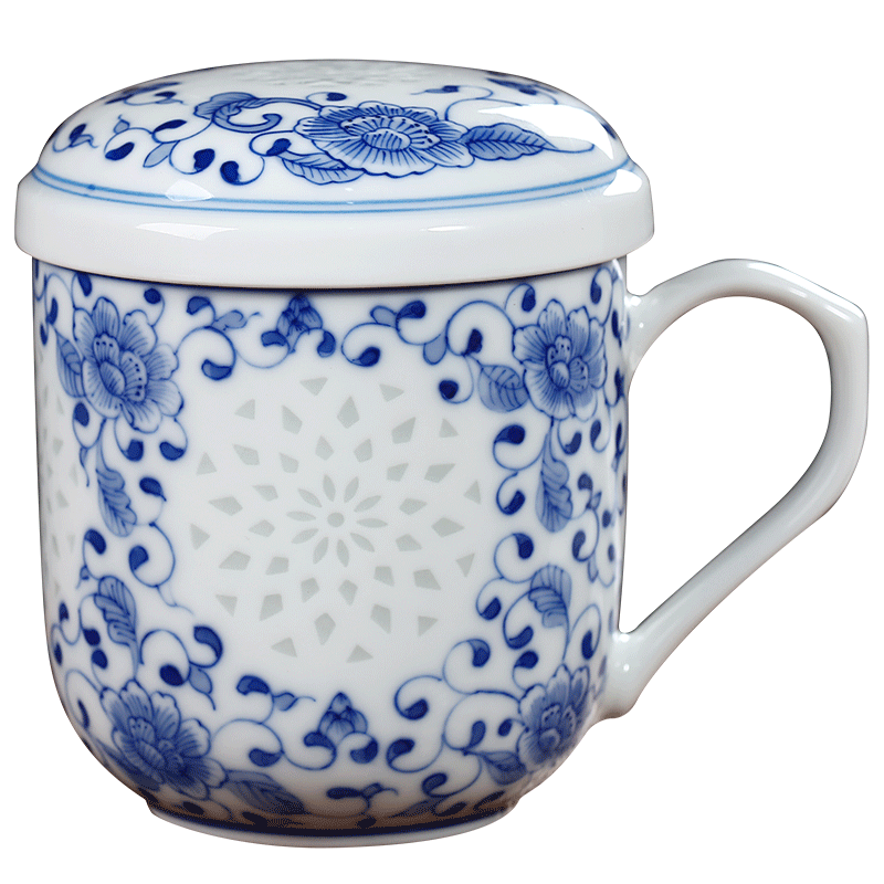 Jingdezhen ceramic tea cup with cover filter glass cup separation and exquisite porcelain tea cups office gift cups