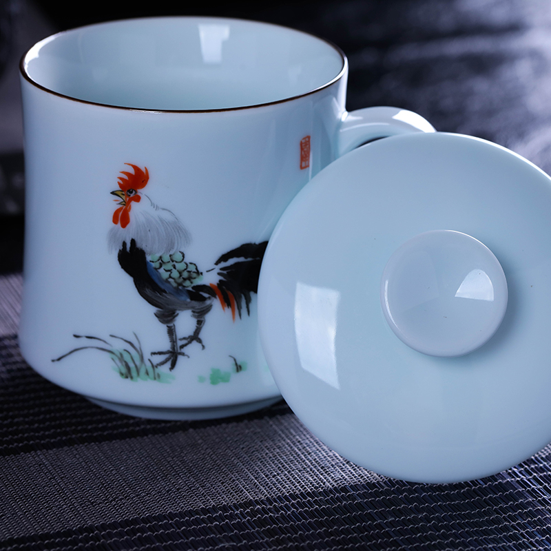 Catalpa xin jingdezhen ceramic cups with cover filter glass tea cup office celadon household mugs