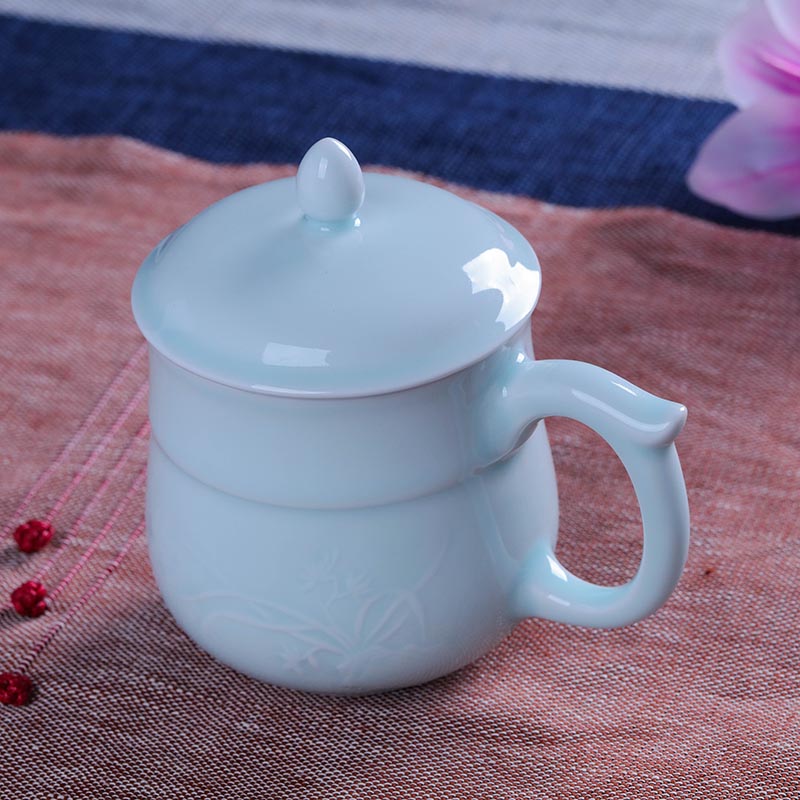 Catalpa xin jingdezhen ceramic cups with cover celadon water cup home office gifts customized 440 ml cup