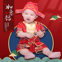 Year-old Tang suit Newborn red festive infant summer full moon 100 days 100-year-old baby thin grab week dress