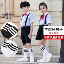 Korean version of boys black and white striped socks Boys socks mens childrens socks mid-tube socks Dress socks Womens socks breathable