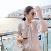 Fish rabbit ruffled long sleeve chiffon shirt Super fairy coat female Sweet 2020 spring dress new high-end foreign style small shirt