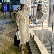 Fish rabbit lace dress female waist 2020 new autumn and winter hollow long sleeve skirt Korean temperament fairy dress