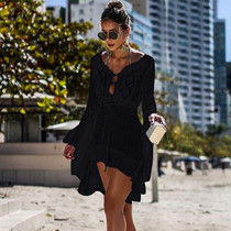 New holiday sunscreen loose sexy hollow out bikini swimsuit blouse coat beach skirt can be used for women