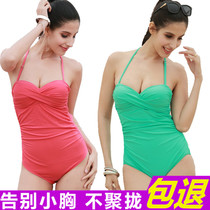 Swimsuit womens one-piece triangle new sexy belly thin thickened Bikini gathering hot spring swimsuit