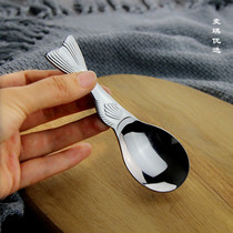 18-10 stainless steel short handle portable spoon cartoon student spoon lunch box spoon net red dessert spoon fish shaped spoon
