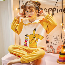 Picachu Girls Pajamas Spring Fall Book Pure Cotton Long Sleeve Children 2022 New Children Girls' Driver's