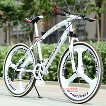 26-inch white 27-speed intelligent anti-theft shaped frame shock absorption oil disc brake inflatable-free one-wheel mountain bike