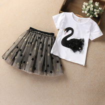 Clearance girls short sleeve dress summer cotton children princess skirt star gauze dress